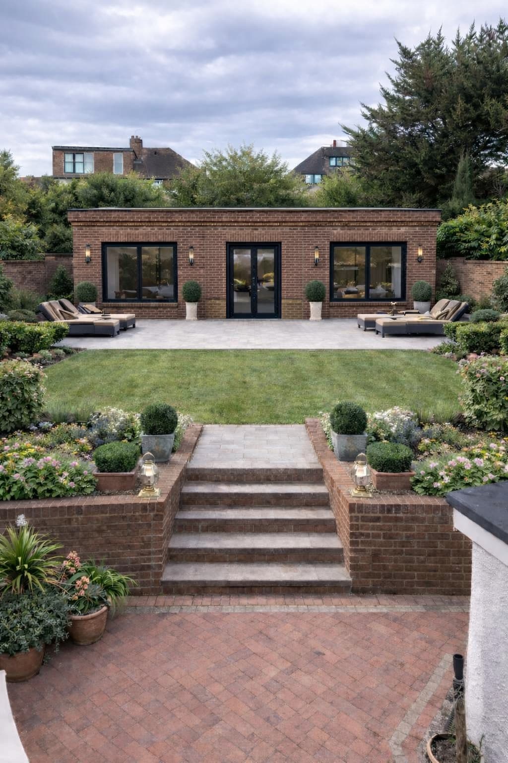 Illustrative design concept for completed Chigwell garden building and landscaping